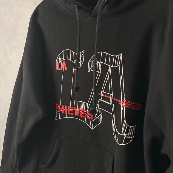 100 Thieves Wire Frame Hoodie LA black pullover Sweatshirt Gaming Mens XL - Picture 3 of 4